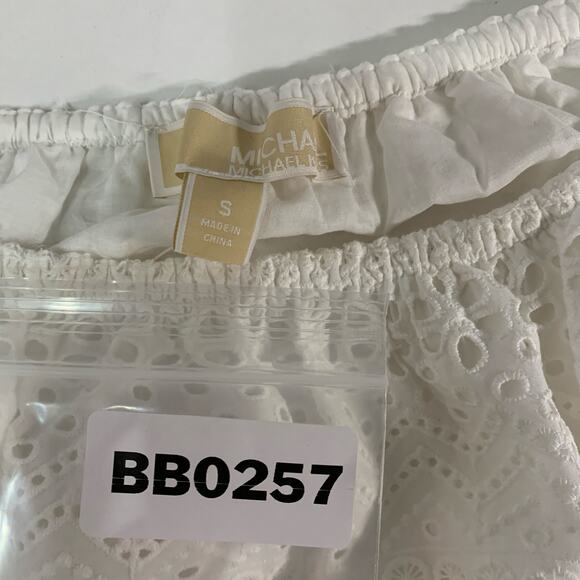 Michael Kors S White Eyelet Top Cap Sleeves Lined Feminine Summer - Picture 3 of 9